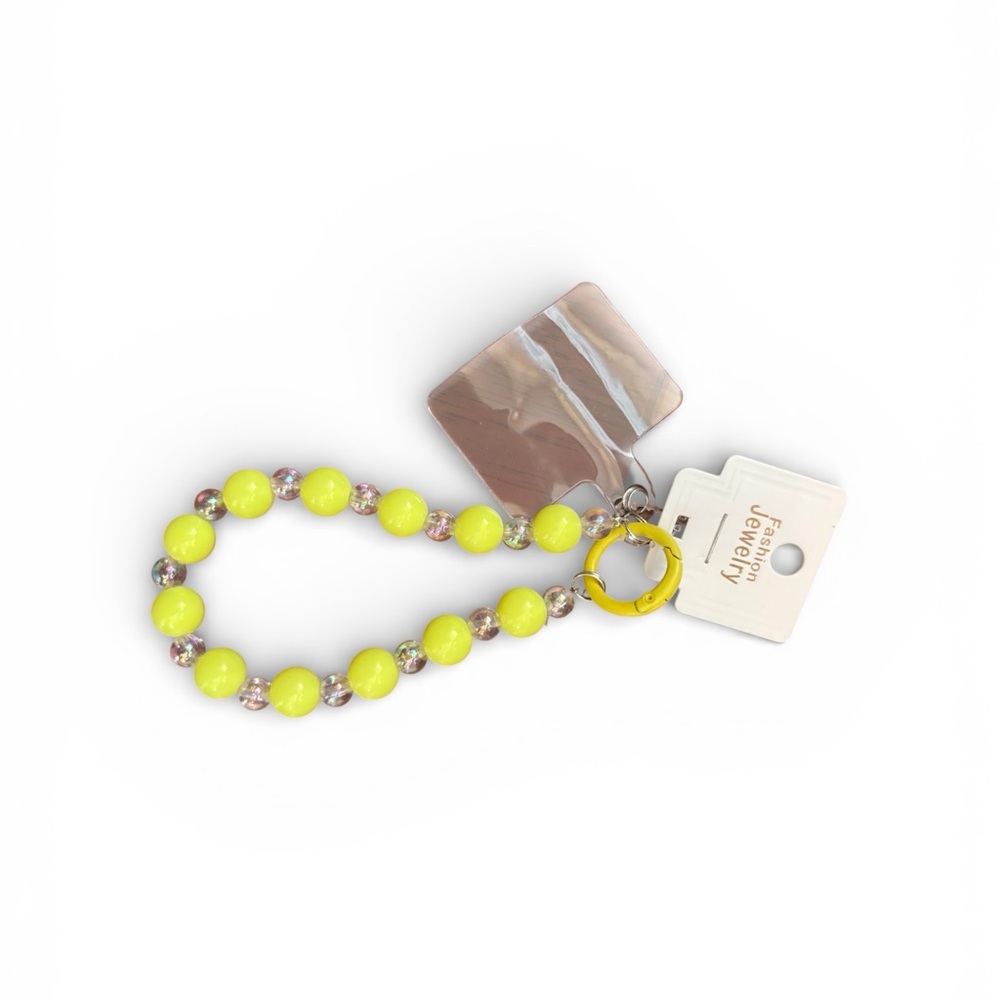 Beaded Yellow Cellphone Charm